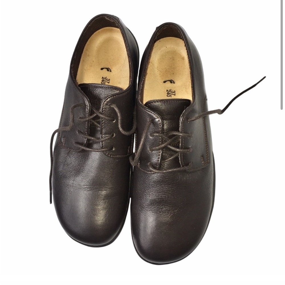 FOOTPRINTS by Birkenstock Chocolate Leather Lace Up Comfort Loafers Sz 37